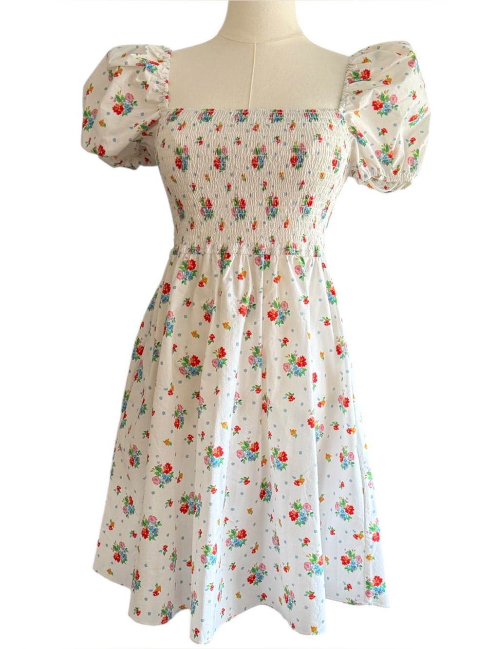 Caroline Constas Gianna Smocked Mini Dress Strawberry Floral Pattern M - Picture 5 of 9